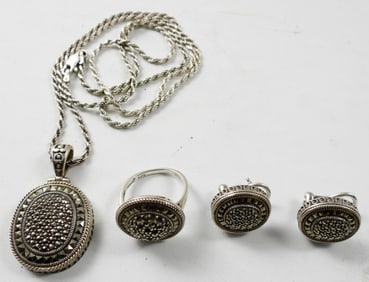 LADIES 3 PIECE MARCASITE STERLING  SET