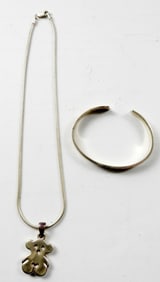 STERLING TEDDY BEAR NECKLACE & BRACELET