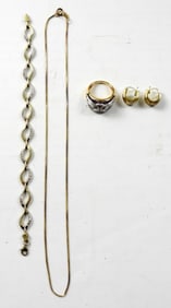 4 PIECE GOLD TONE STERLING  JEWLERY