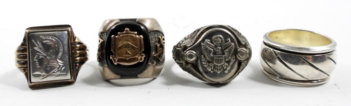 (4) MEN'S STERLING  RINGS