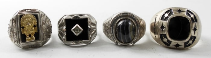 (4) MEN'S STERLING FASHION RINGS