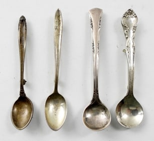 (4) VINTAGE  STERLING SPOON PINS