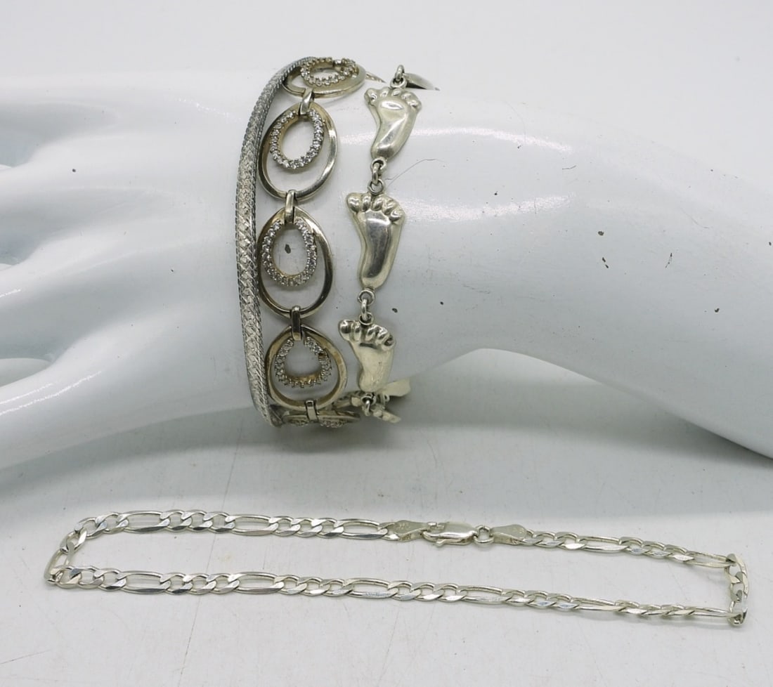 (4) STERLING FASHION BRACELETS (1 of 1)