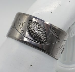 STERLING PINECONE CUFF BRACELET