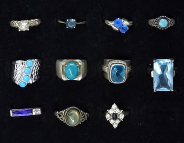 (11) STERLING GEMSTONE RINGS