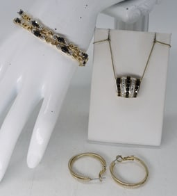 GOLD TONE STERLING GEMSTONE SET