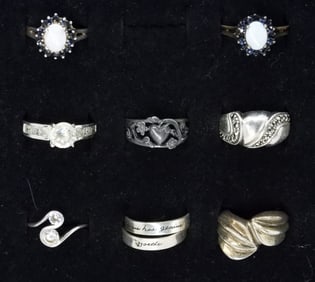 (8) STERLING FASHION RINGS