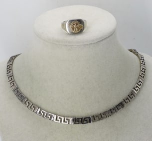 GREEK KEY NECKLACE 925 EAGLE RING