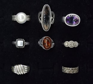 (8) VTG FASHION GEMSTONE RINGS