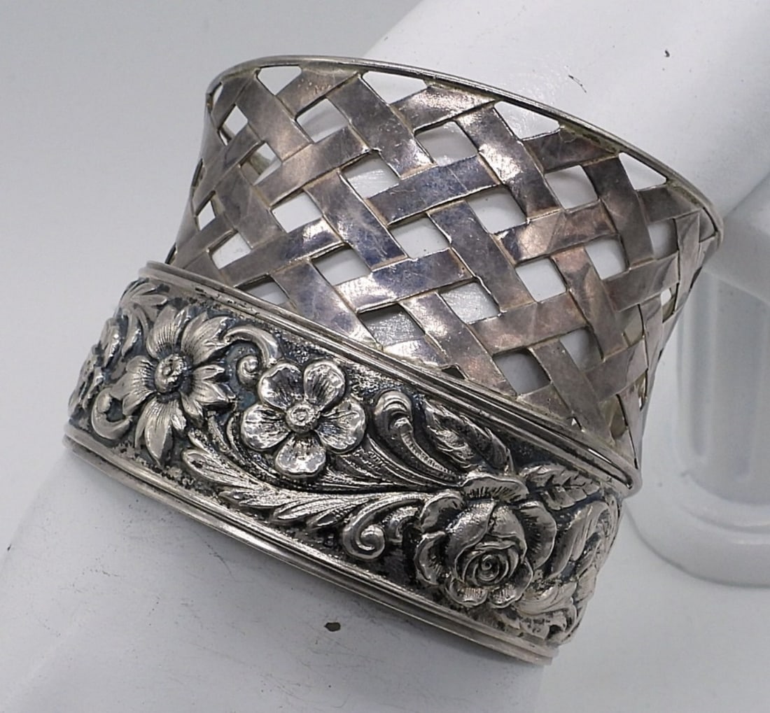 TWO STERLING VINTAGE CUFF BRACELETS (1 of 2)