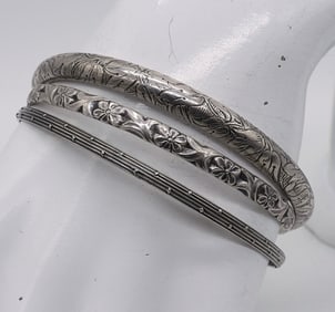 (3) STERLING BANGLE BRACELETS