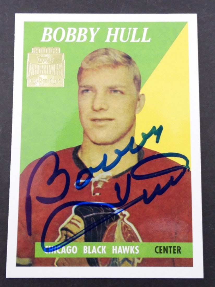 BOBBY HULL AUTOGRAPH HOCKEY CARD: WITH COA - UNVERIFIED COA by LARRY THE AUTOGRAPHMAN LEACH