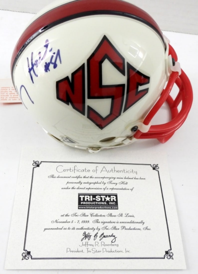 TORRY HOLT AUTO MINI HELMET COA (1 of 3)