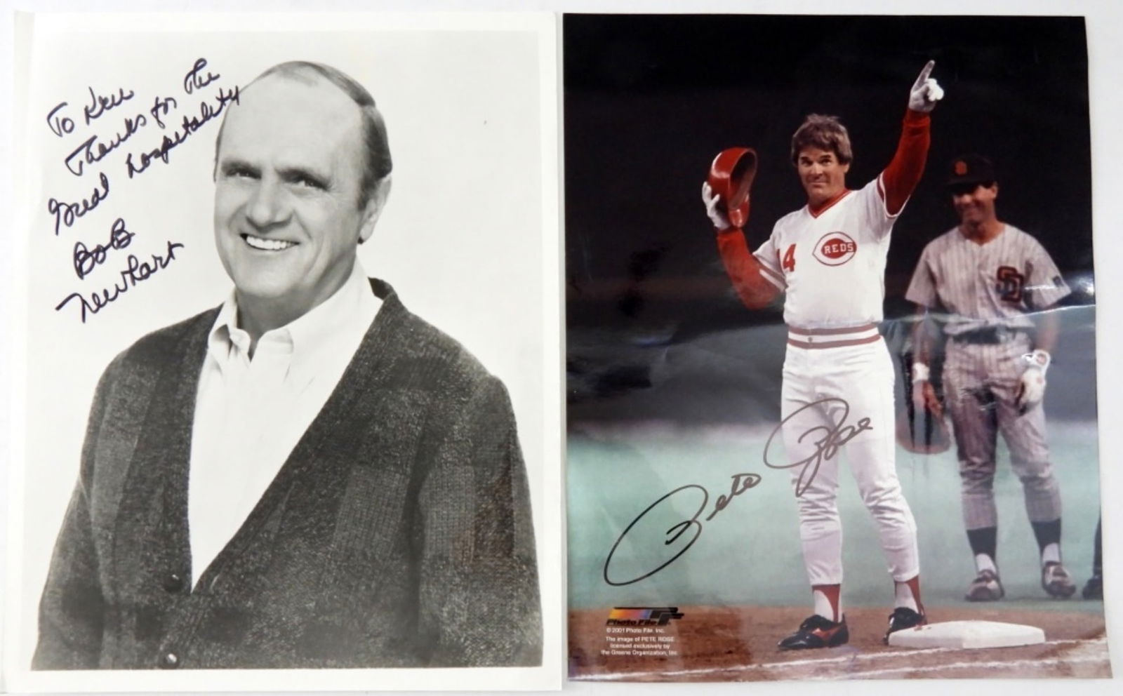 (2) SIGNED PHOTOS" PETE ROSE & BOB (1 of 3)