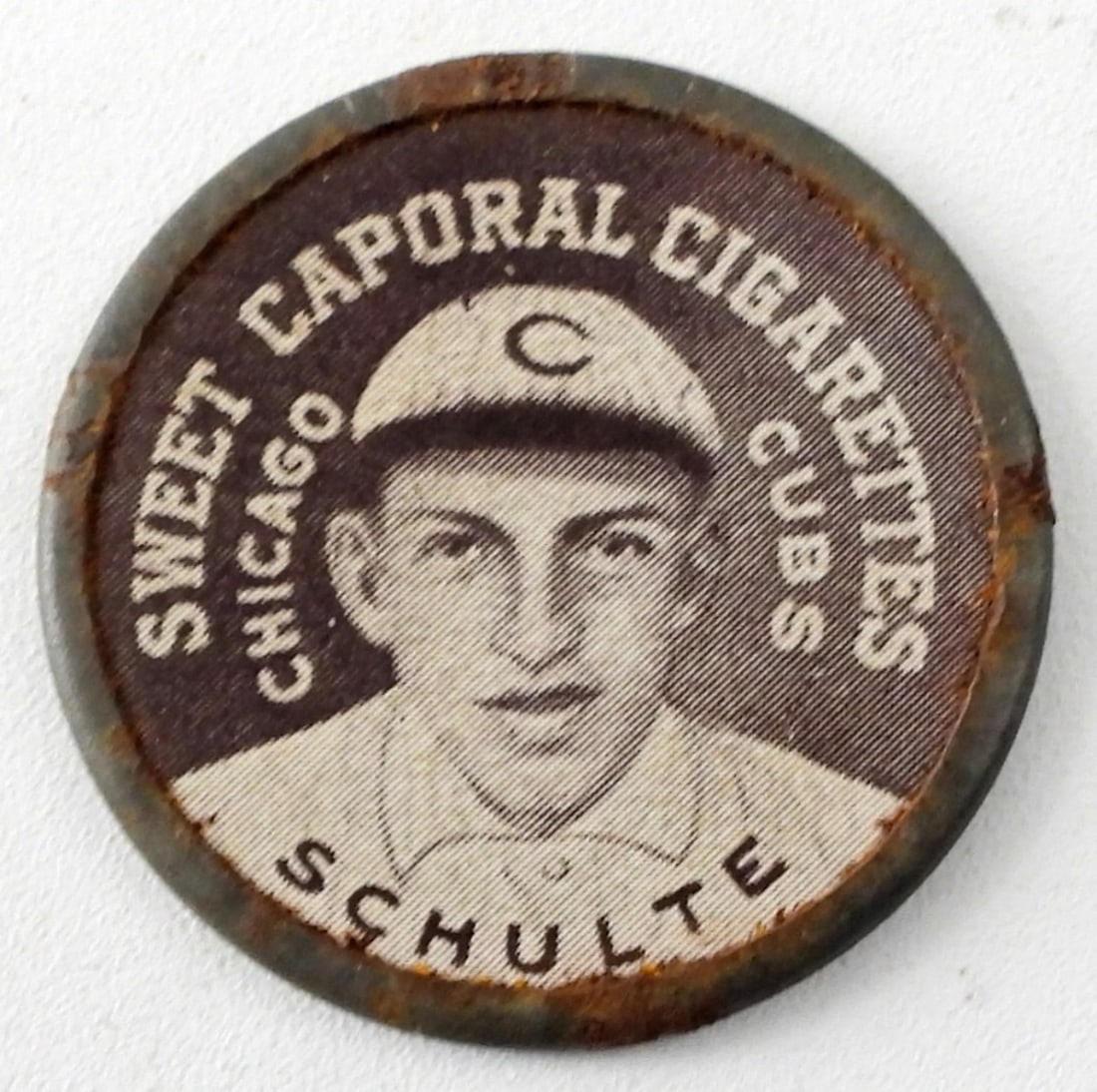 1909-12 SWEET CAPORAL DOMINO DISC: SCHULTE - CHICAGO CUBS
