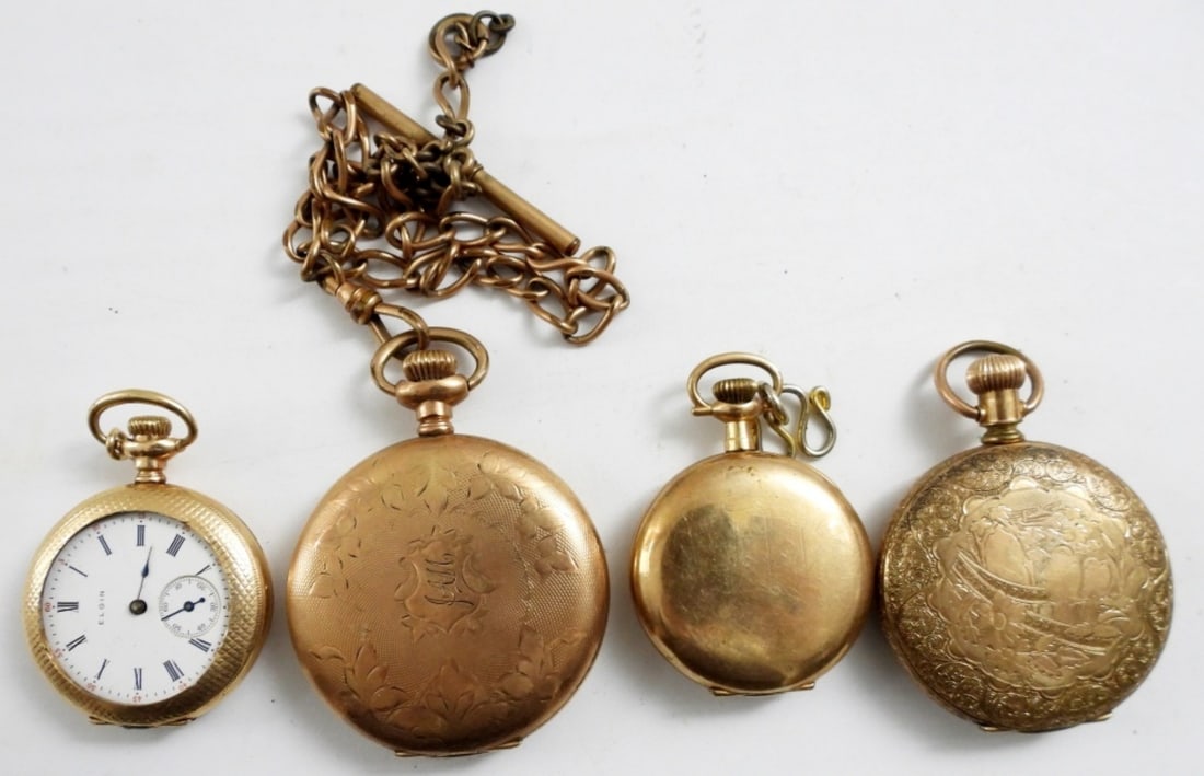 (4) ELGIN POCKET WATCHES  PARTS/REPAIR (1 of 4)