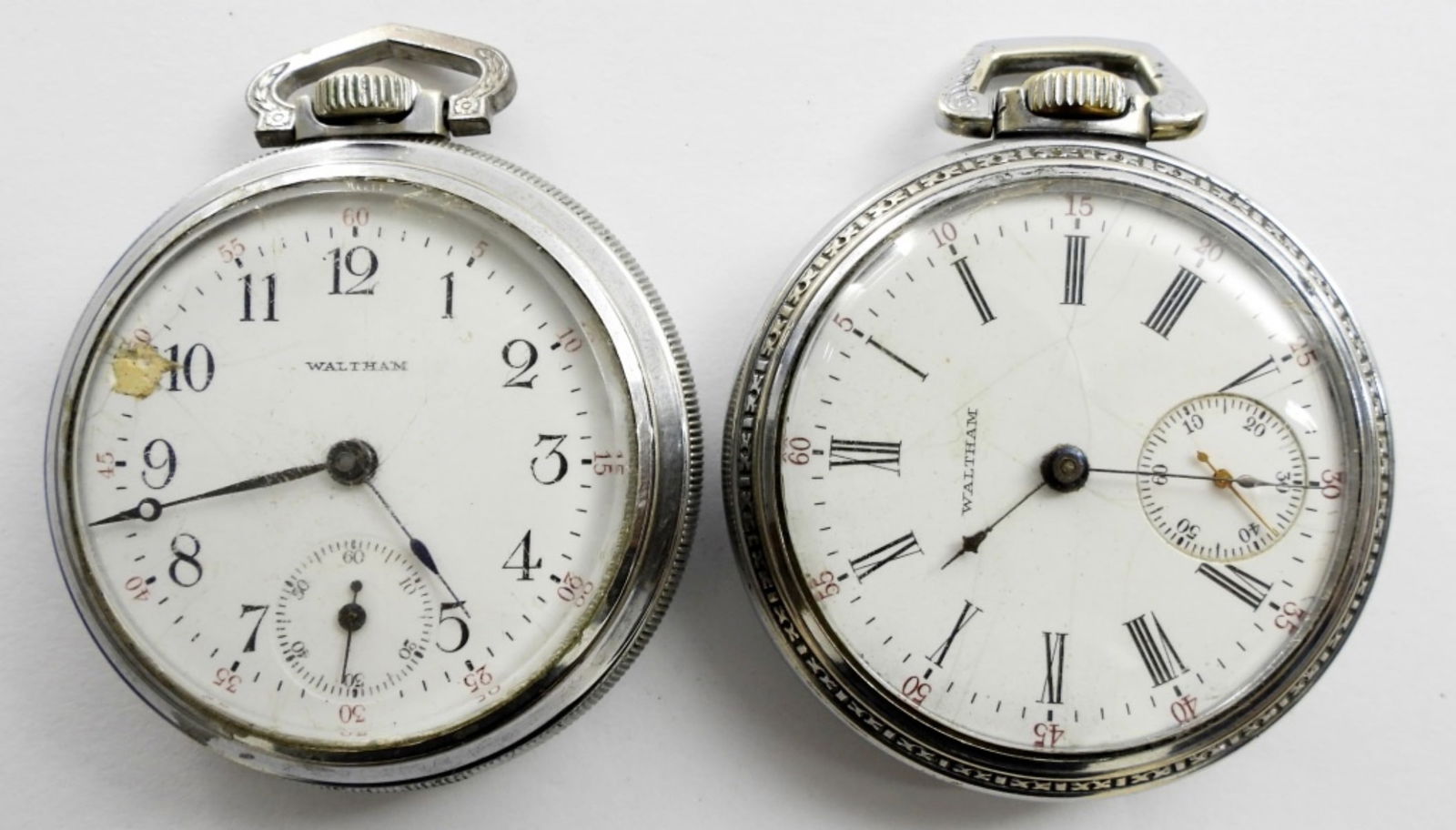 (2) VTG 1857  WALTHAM 18 SIZE POCKET WATCHES (1 of 4)
