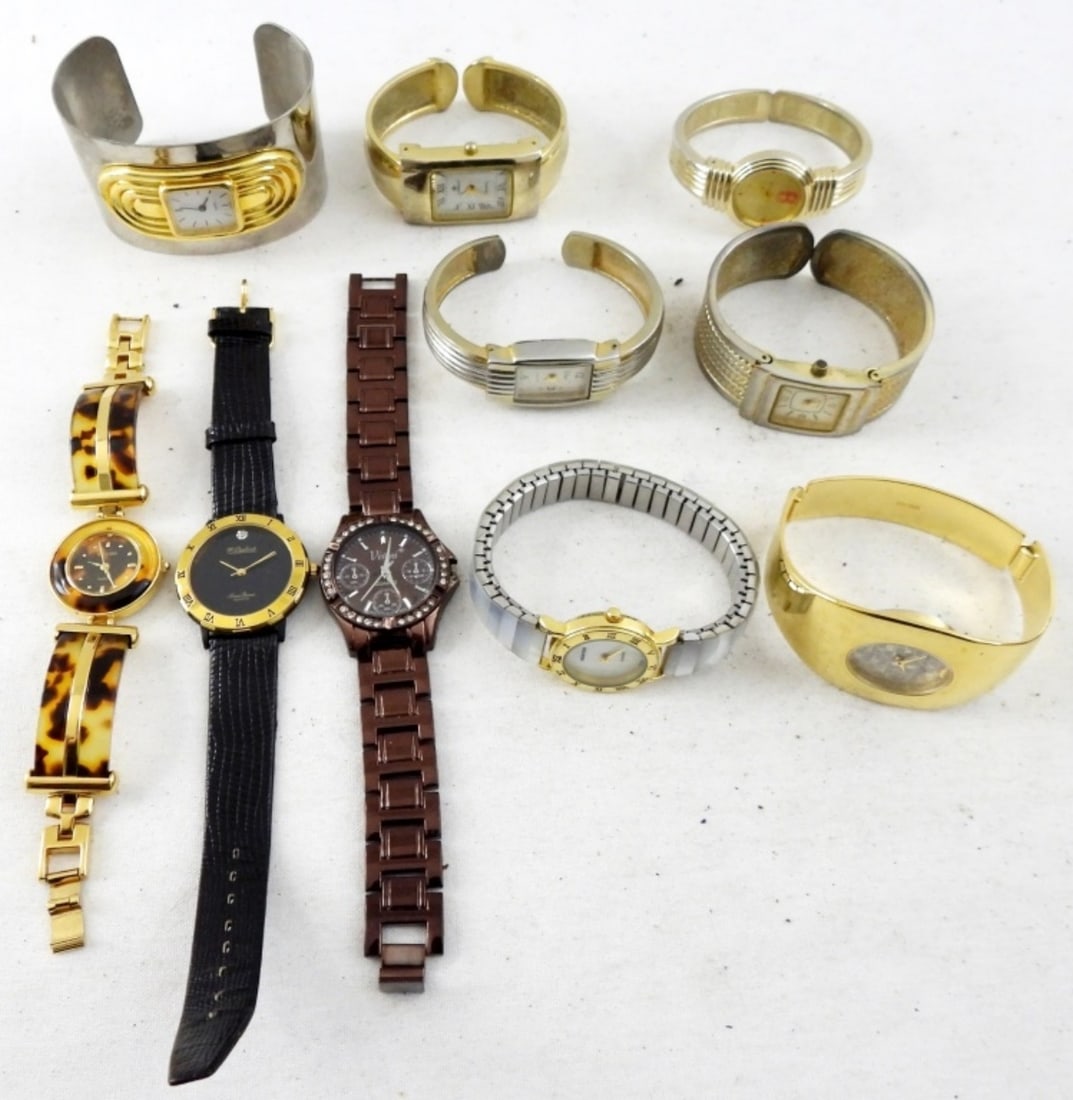 (10) FASHION LADIES WATCHES: UNTESTED LOT - BIG VARIETY - VARIOUS CONDITIONS