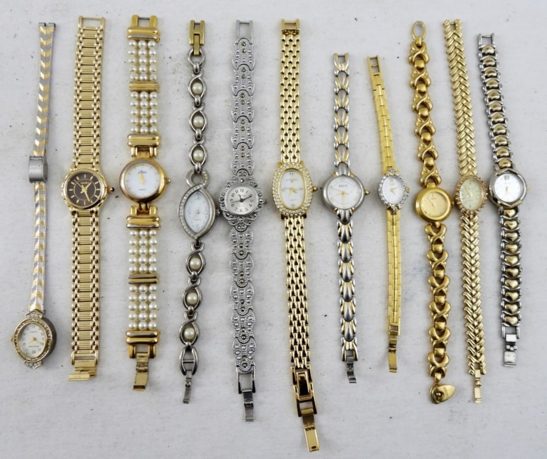 (11) CLASSY DRESS LADIES WATCHES: NICE LOT - MILAN, SWISS LEGEND, ELGIN & MORE (1) broken band - UNTESTED