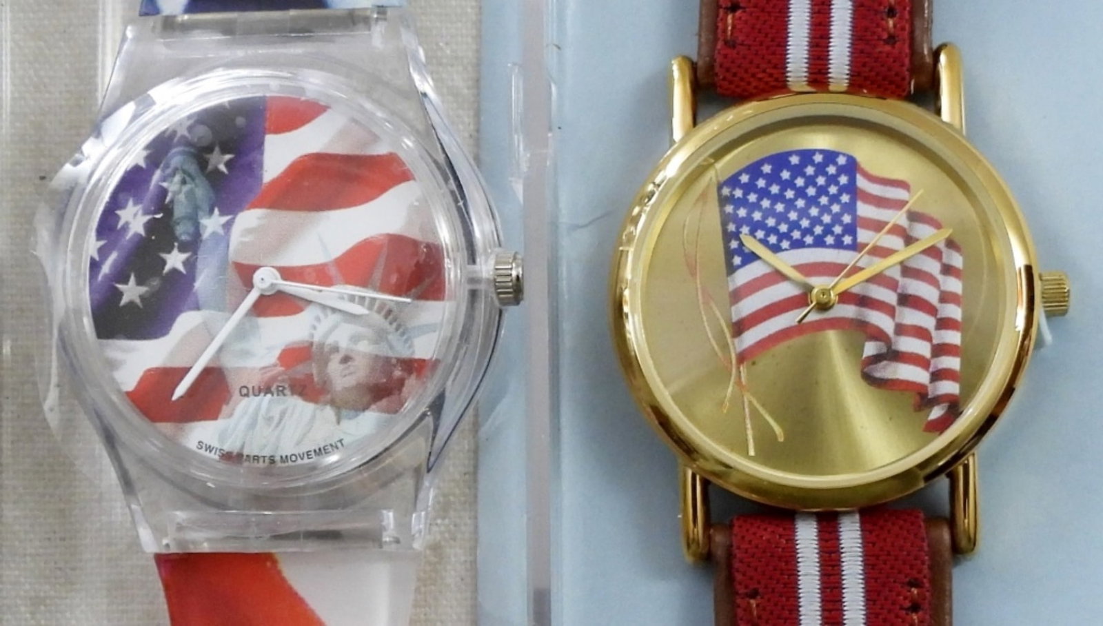 (2) AMERICAN THEME RED-WHITE-BLUE LOT: LIKE NEW in BOXES - UNTESTED