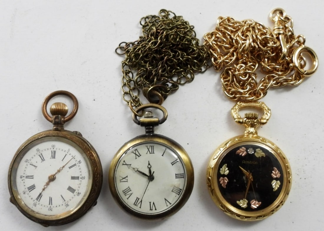 (3) LADIES  SMALL  OPEN FACE POCKET WATCHES (1 of 3)