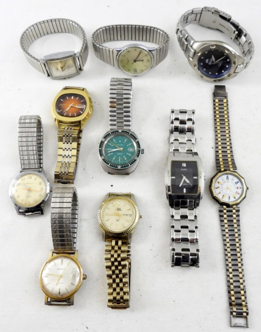 (10) MEN'S GOLD & SILVER TONE WATCHES (1 of 3)