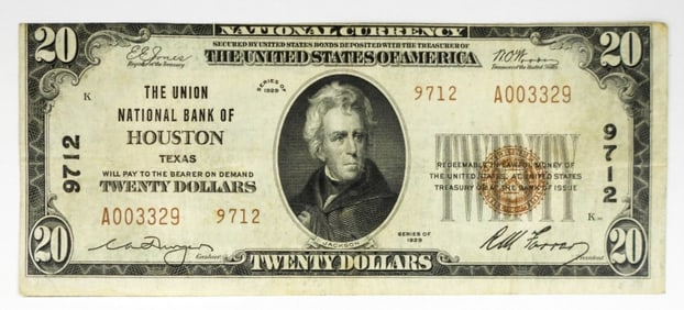 1929 $20 NATIONAL NOTE CHARTER 9712