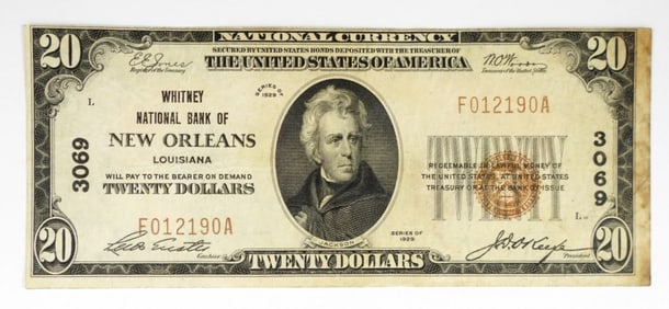 1929 $20 NATIONAL NOTE CHARTER 3069