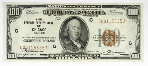 1929 $100 NATIONAL NOTE FEDERAL RESERVE BANK
