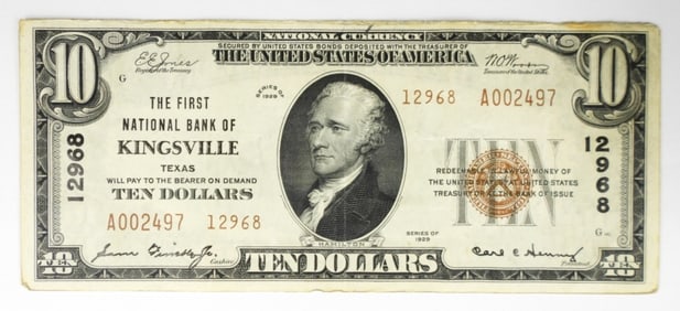 1929 $10 NATIONAL CURRENCY 12968