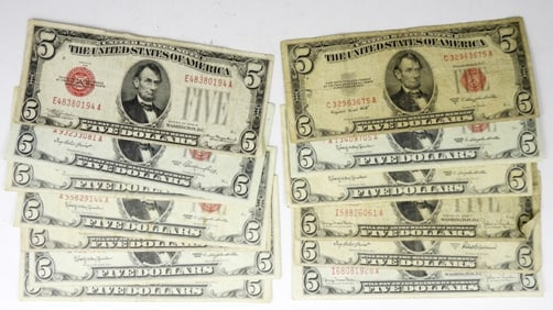 (13) $5 RED SEAL NOTE