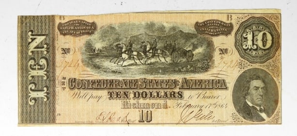 1864 $10 CONFEDERATE NOTE