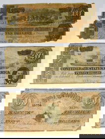 (3) 1864 LOW GRADE CONFEDERATE NOTES
