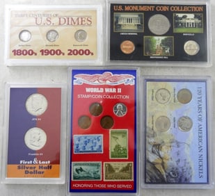 (5) U.S. COIN TRIBUTE SETS, WWII COINS