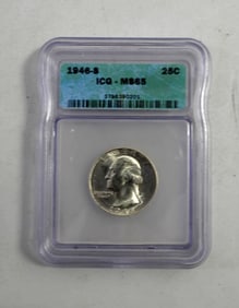 1946-S WASHINGTON QUARTER ICG MS-65