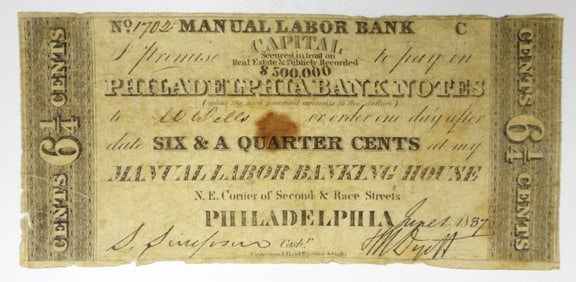 6 1/4 PHILADELPHIA BANK OBSOLETE NOTE