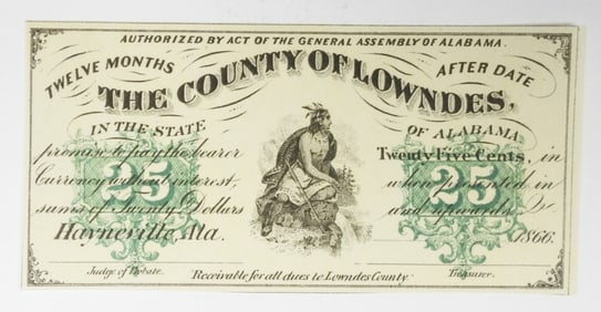 25c HAYNESVELLE, AL OBSOLETE NOTE