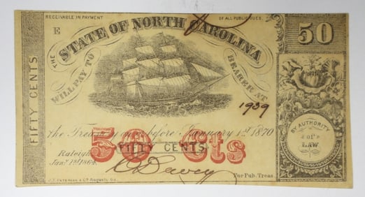 50c NORTH CAROLINA OBSOLETE NOTE