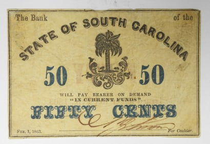 50c SOUTH CAROLINA OBSOLETE NOTE