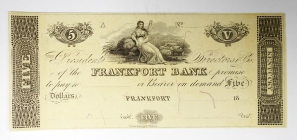 $5 FRANKFORT,KY OBSOLETE NOTE