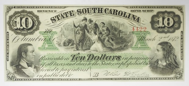 $10 SOUTH CAROLINA OBSOLETE NOTE