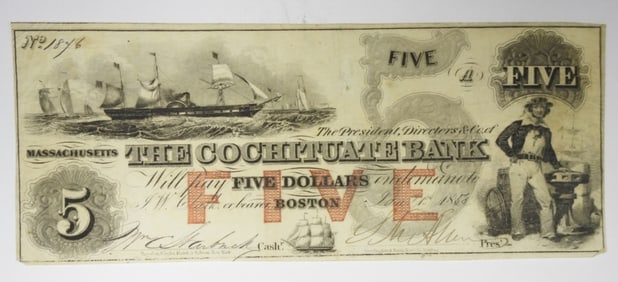 $5 BOSTOM, MA OBSOLETE NOTE