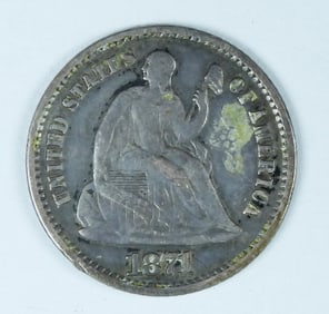 1871 LIBERTY SEATED HALF DIME