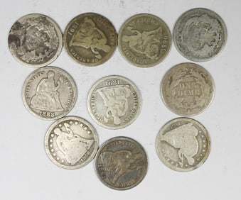 10 SEATED DIMES