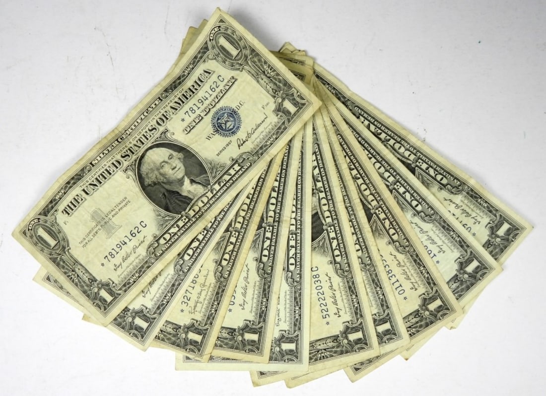 (10) $1 SILVER CERTS "STAR" NOTES (1 of 2)