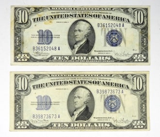 (2) $10 SILVER CERTIFICATES