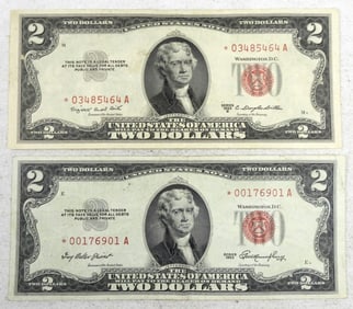 (2) $2 RED SEAL "STAR" NOTES