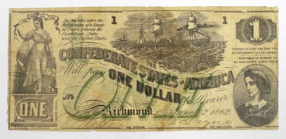 1862 $1 CONFEDERATE STATES of AMERICA