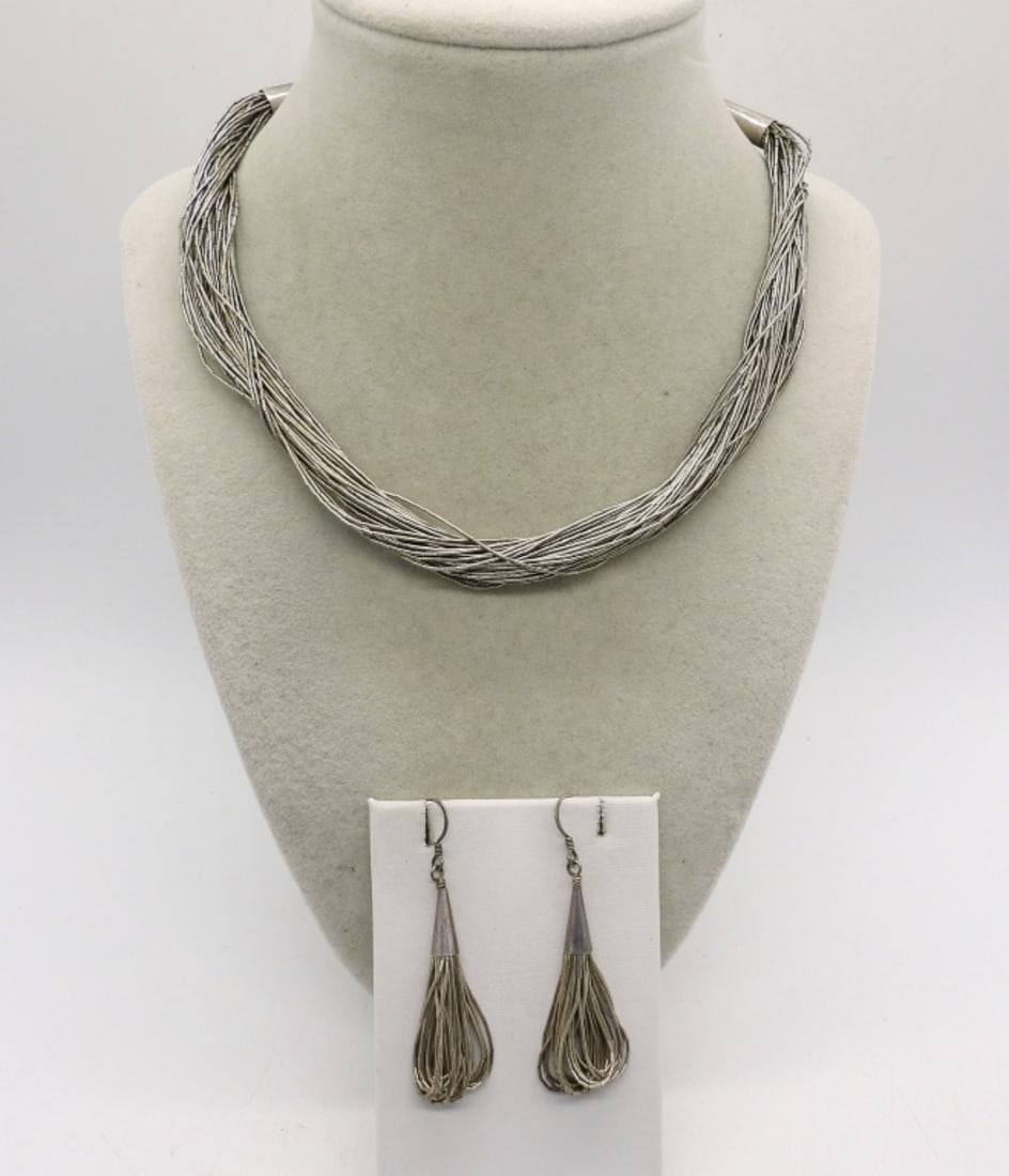 LIQUID STERLING NECKLACE & EARRINGS (1 of 3)