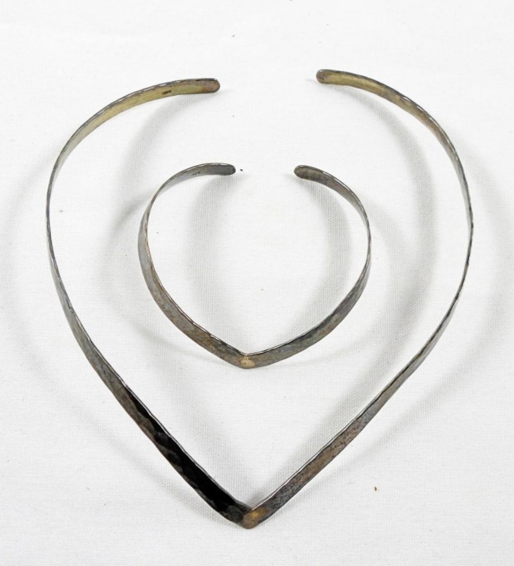 HAMMERED STERLING CUFF NECKLACE and (1 of 2)